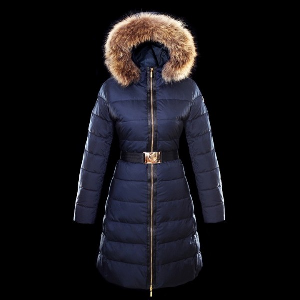 Moncler Blu Fur Cap lunga Cappotti uscita